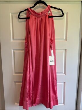 CeCe Coral-Pink A-Line Halter Dress